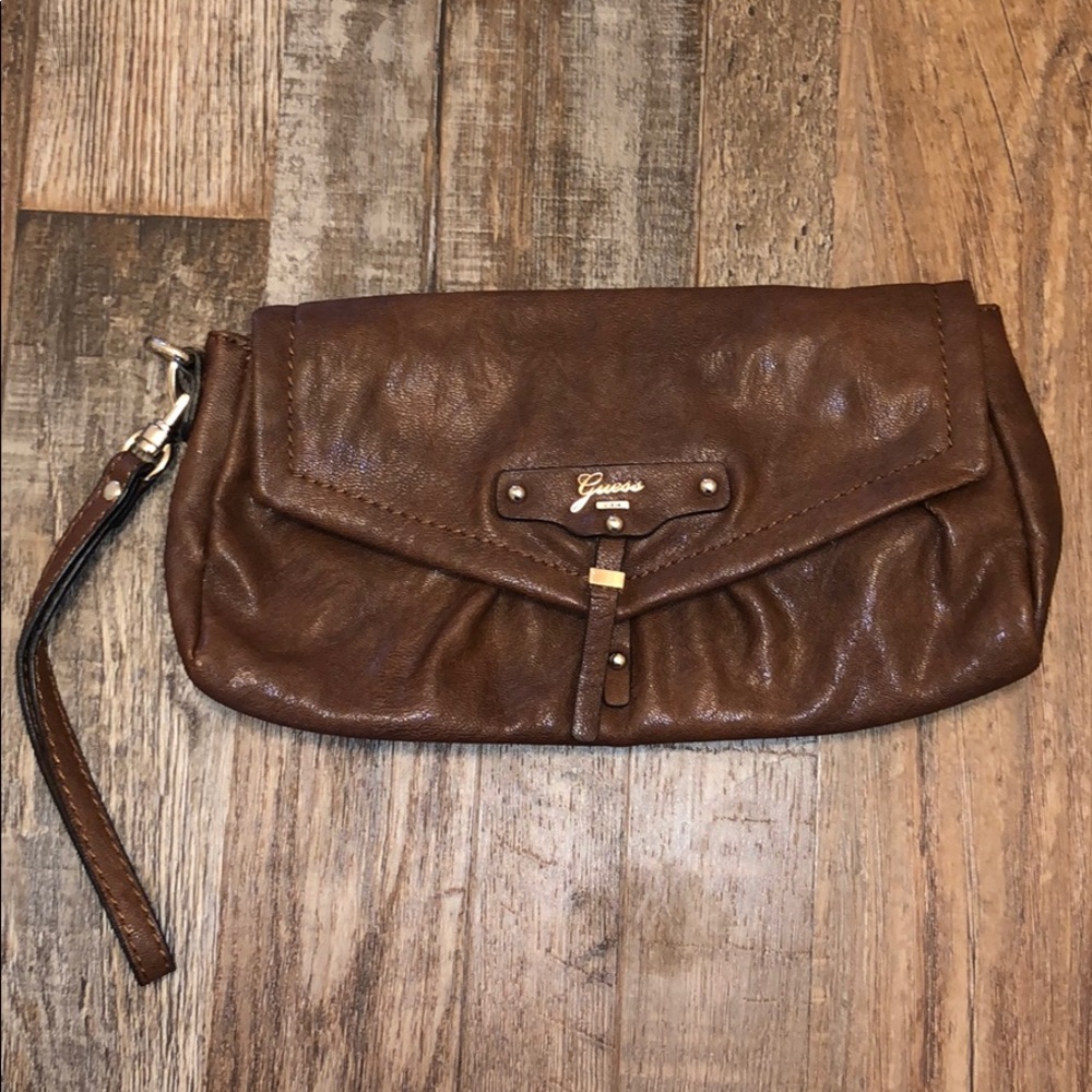 Brown Guess clutch bag